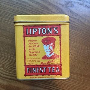 Vintage Bristol Ware Lipton’s Tea Planter Ceylon Yellow Label Tin